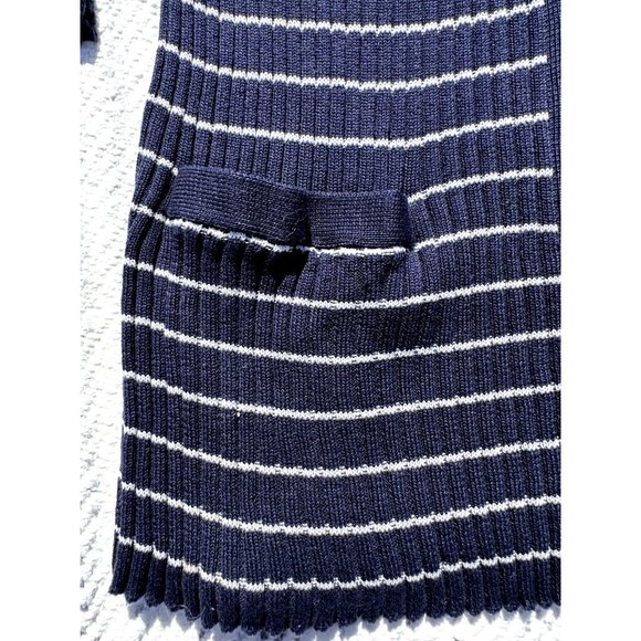 Lauren Ralph Lauren Sweater Blue White Striped Cardigan Nautical Ribbed Womens - Picture 9 of 16